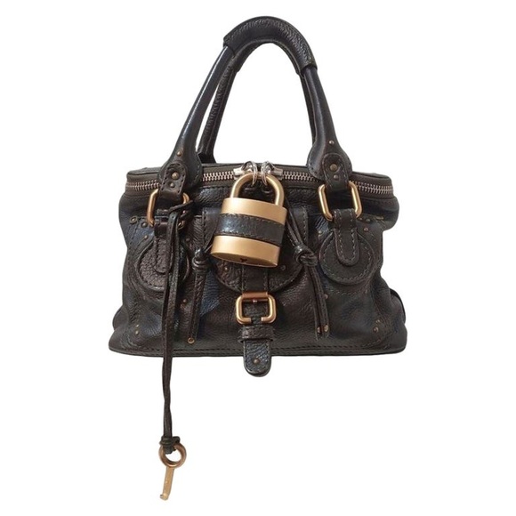 Authentic Chloe Paddington Shoulder Paddington Black Calf Leather W/ Padlock - Picture 1 of 11